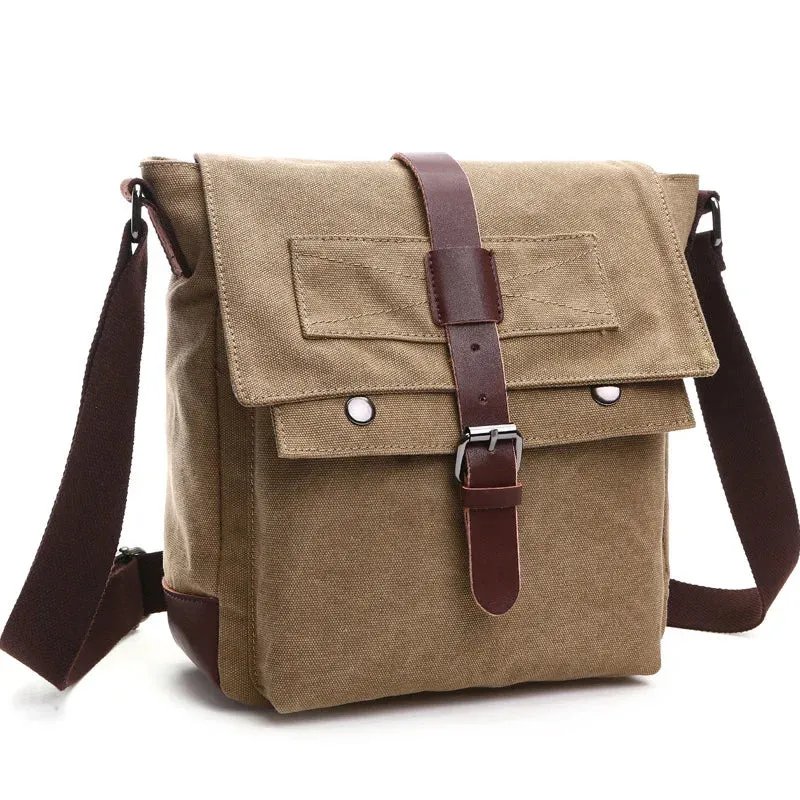 Travel Bags: Retro Messenger Bag. Canvas. Leisure or Work Travel Bag. Crossbody styling.