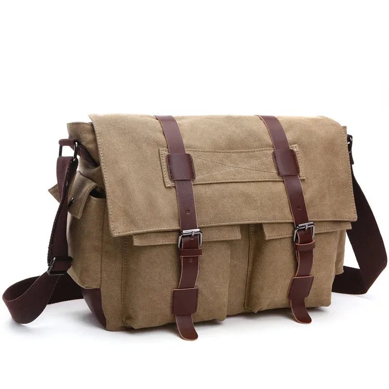 Travel Bags: Retro Messenger Bag. Canvas. Leisure or Work Travel Bag. Crossbody styling.