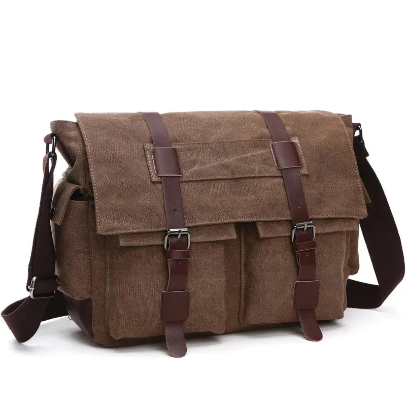 Travel Bags: Retro Messenger Bag. Canvas. Leisure or Work Travel Bag. Crossbody styling.
