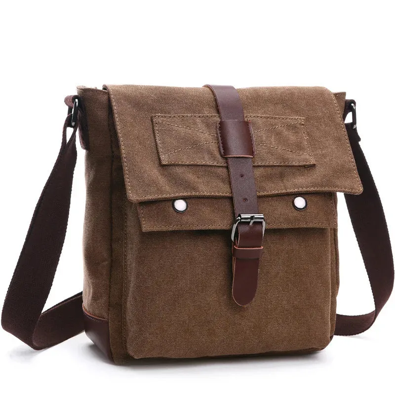 Travel Bags: Retro Messenger Bag. Canvas. Leisure or Work Travel Bag. Crossbody styling.