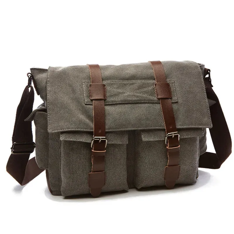 Travel Bags: Retro Messenger Bag. Canvas. Leisure or Work Travel Bag. Crossbody styling.
