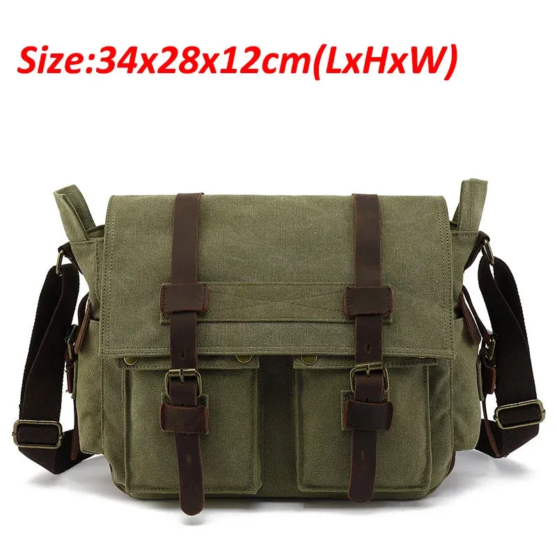Travel Bags: Retro Messenger Bag. Canvas. Leisure or Work Travel Bag. Crossbody styling.
