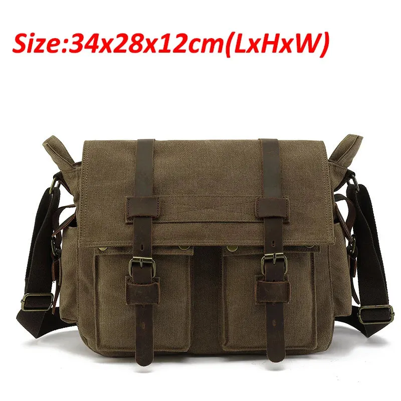 Travel Bags: Retro Messenger Bag. Canvas. Leisure or Work Travel Bag. Crossbody styling.