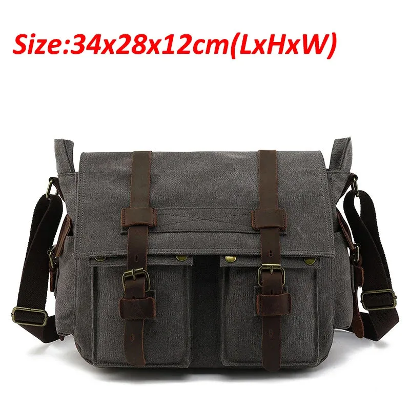 Travel Bags: Retro Messenger Bag. Canvas. Leisure or Work Travel Bag. Crossbody styling.