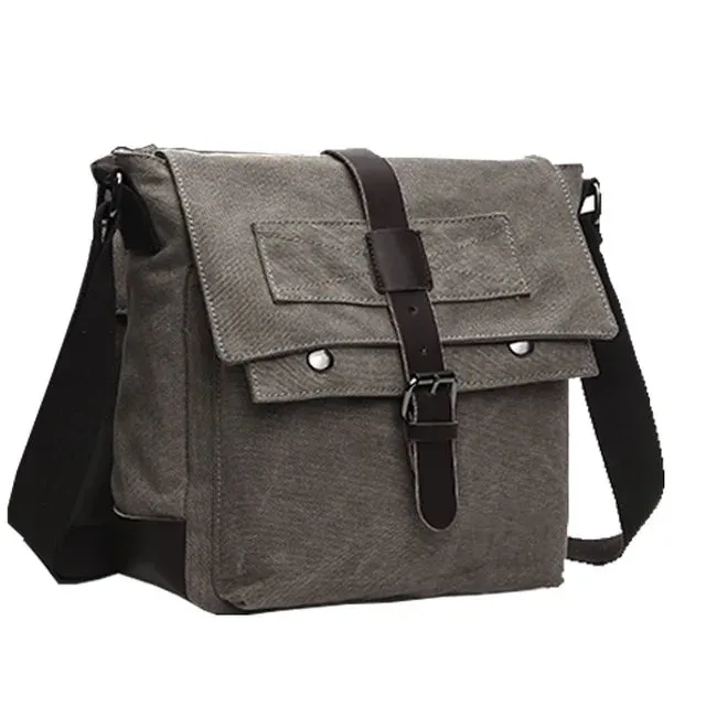 Travel Bags: Retro Messenger Bag. Canvas. Leisure or Work Travel Bag. Crossbody styling.