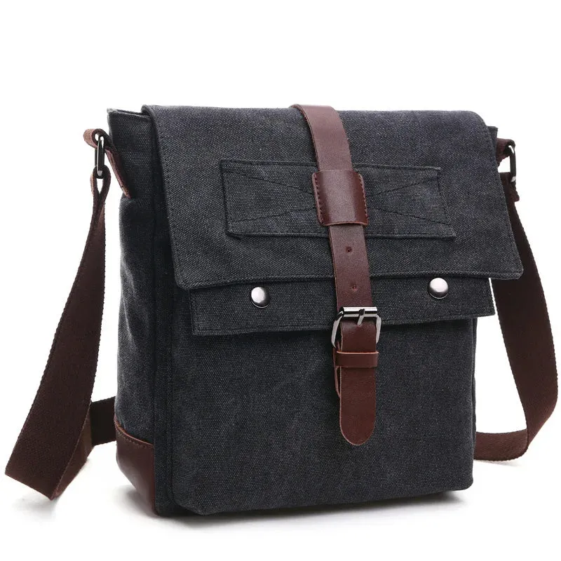Travel Bags: Retro Messenger Bag. Canvas. Leisure or Work Travel Bag. Crossbody styling.