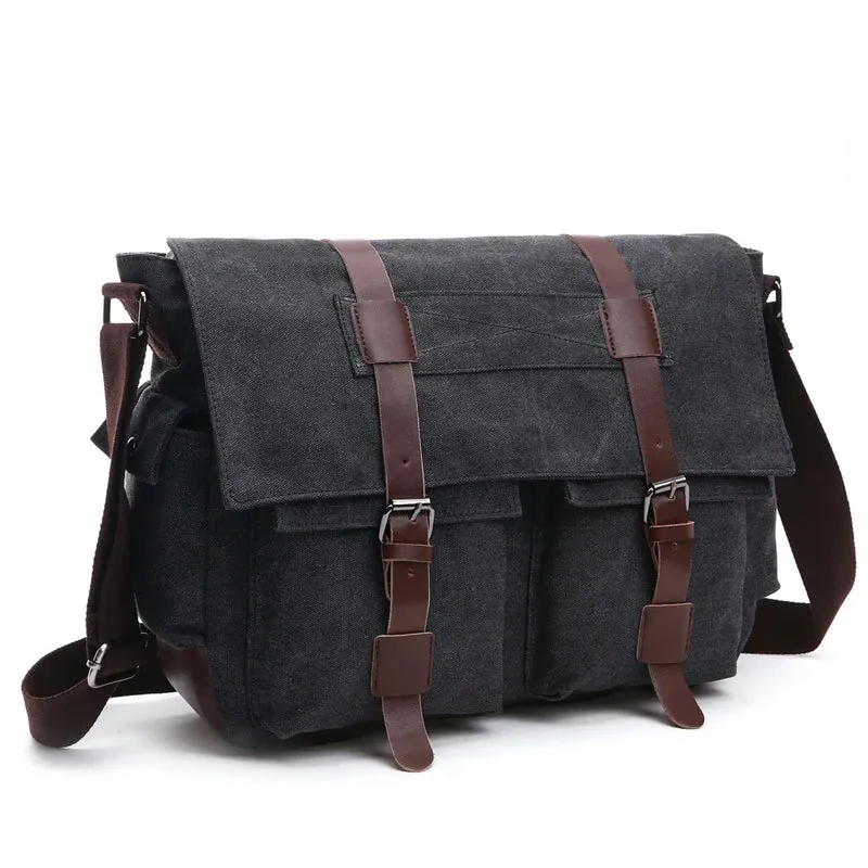 Travel Bags: Retro Messenger Bag. Canvas. Leisure or Work Travel Bag. Crossbody styling.