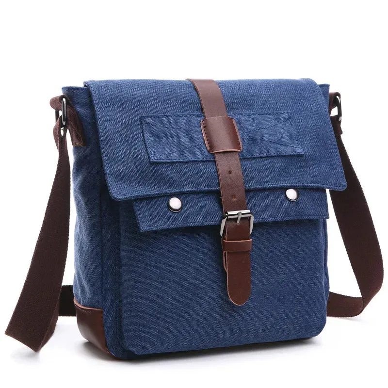 Travel Bags: Retro Messenger Bag. Canvas. Leisure or Work Travel Bag. Crossbody styling.