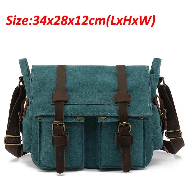 Travel Bags: Retro Messenger Bag. Canvas. Leisure or Work Travel Bag. Crossbody styling.