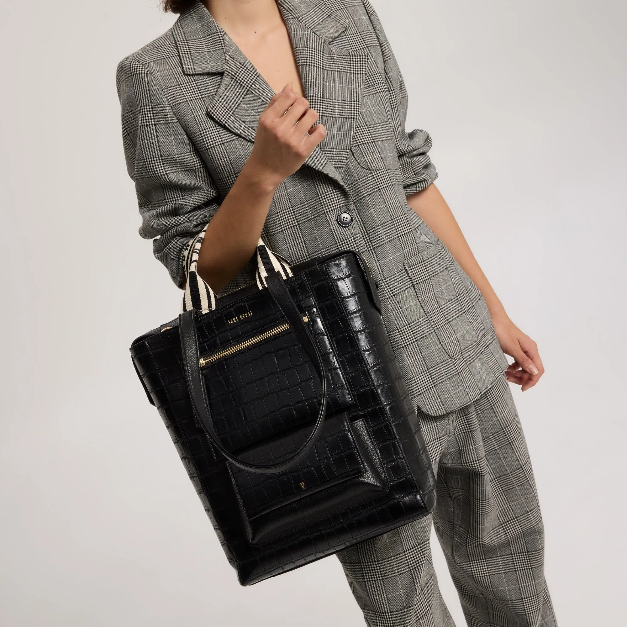 Universo Tote - Noir Croco   Gold