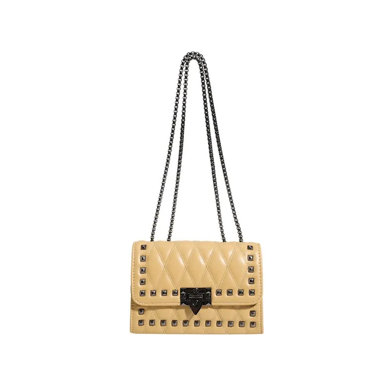 Vvsha Luxury Rivet Chain Crossbody Bags For Women Diamond Lattice PU Leather Shoulder Bag Trendy Lock Ladies Purses and Handbags 2023